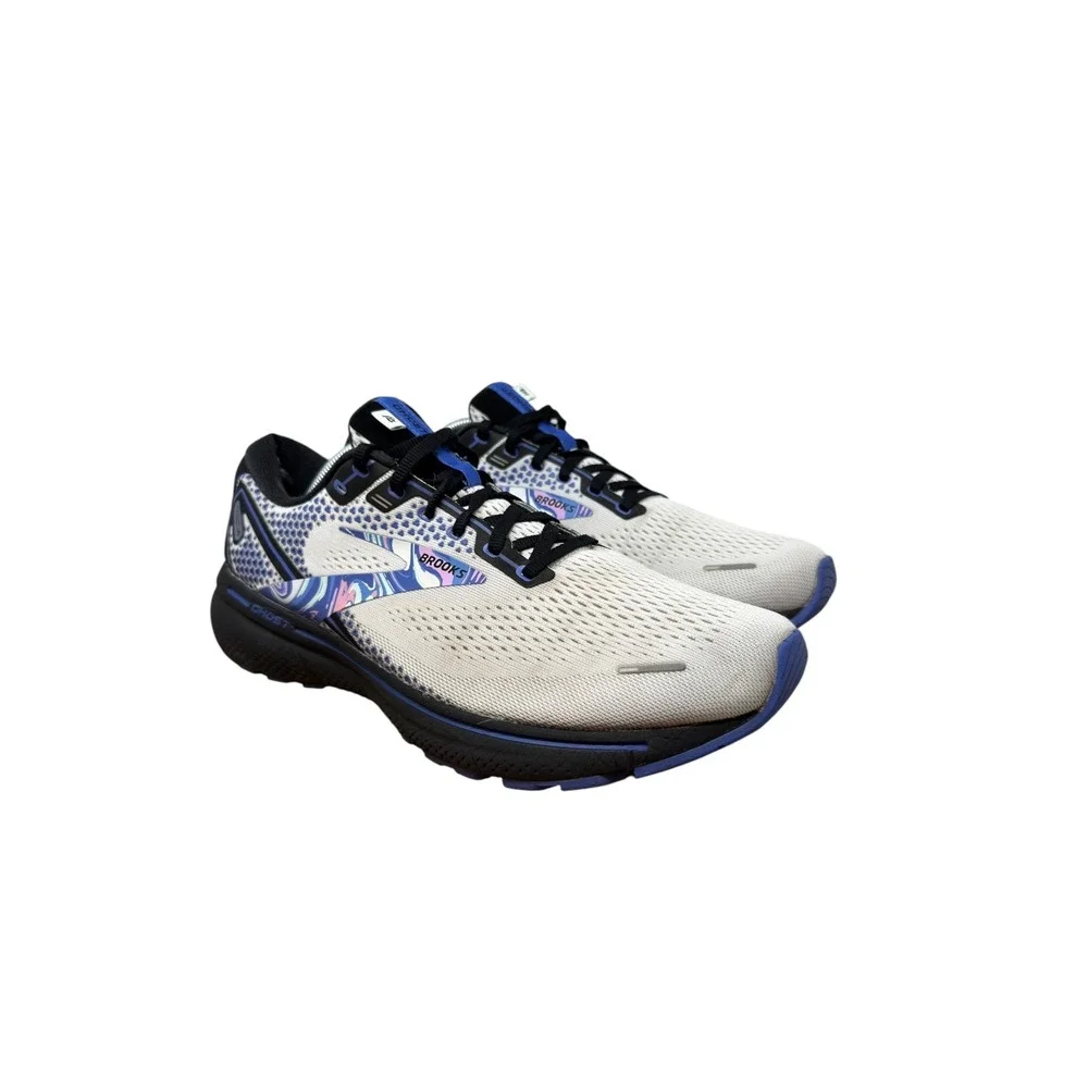 Brooks Ghost 14 Running Shoes Mens 11.5 White Blue Marble Print 1103691D145